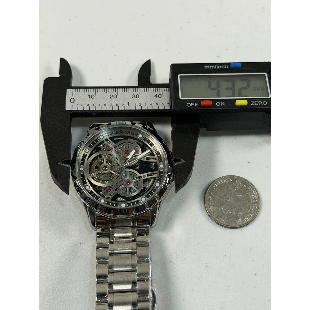 Automatic Skeleton Watch 43mm Stainless Steel New Open Box